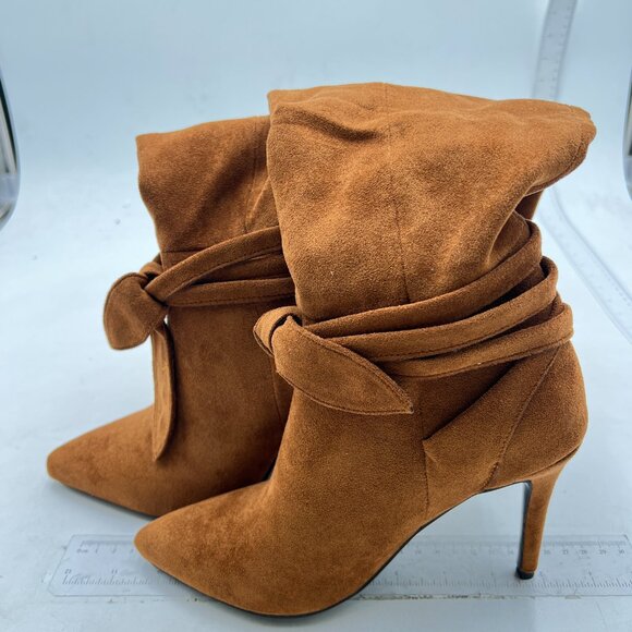 FSJ Women Elegant Pointed Closed Toe Knee High Long Boot Pull On Mid Heels Boot - Picture 4 of 8